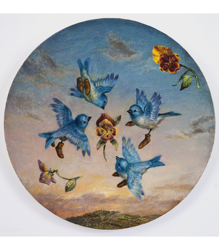 Pansies and Bluebirds