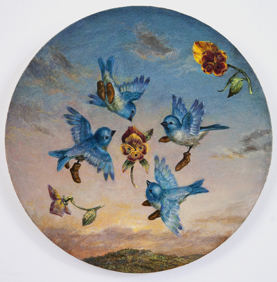 Pansies and Bluebirds